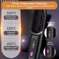 Purple Portable Electric Hair Straightening Brush thumbnail