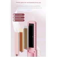 Pink Portable Two-in-One Wireless Hair Straightener and Curler with Six Temperature Settings and Intelligent Liquid Crystal Display thumbnail