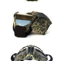 Black Sleek Black Full-Face Snow Goggles with Mirror Lens - Ultimate Protection and Comfort thumbnail