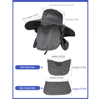 Yellow Wide Brim Sun Protection Hat with Face Shield - Adjustable for Ultimate UV Protection thumbnail