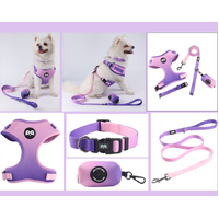 S Purple-pink Adjustable Soft Pet Harness with Leash & Poop Bag Dispenser thumbnail