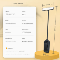 Black Rechargeable LED Book Light with Adjustable Brightness and Color Temperature - Perfect for Reading thumbnail