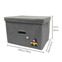 Grey Storage Fabric Bin with Lid - Compact and Stylish for Organizing Your Home thumbnail