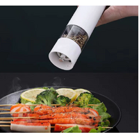 White Elegant Red Electric Salt and Pepper Grinder - Modern and Compact for Effortless Seasoning thumbnail