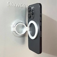 Silver Magnetic Phone Ring Stand - 360 Degree Rotating, Slim Design for Convenient Grip and Hands-Free Viewing thumbnail