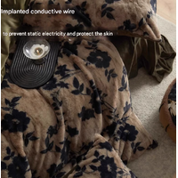 Grey leopard-print Luxury Winter Faux Rabbit Fur Bedding Set - 4-Piece Melange Style Plush Set for 1.8m Beds (200x230cm Duvet Cover) thumbnail