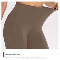 L Dark Khaki High-Waist Seamless Yoga Leggings with Pockets - Ultra Soft & Quick-Dry Workout Tights thumbnail