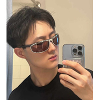 Grey lenses with brown rim Trendy Curved Sunglasses – Cat Eye Design UV Protection Stylish Glare-Blocking Shades thumbnail
