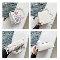 Black Sweet Girl Creative Crossbody Bag with Telephone Design, PU Material, Lightweight and Unique thumbnail