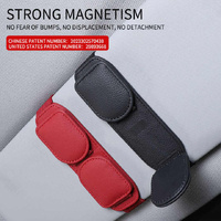 2 Pcs Black Magnetic Leather Car Sunglasses Clip – Dual-Use Multifunctional Card Holder, Premium Cowhide thumbnail