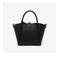 Black Genuine Leather Women's Handbag - Stylish Bucket Bag with Top Handle and Crossbody Strap thumbnail