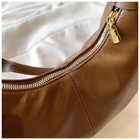 Brown Vintage PU Leather Shoulder Bag - Women's Simple and Stylish Tote Bag for Commuting and Casual Use thumbnail