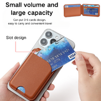 Black MagSafe Magnetic Wallet with Stand - PU Leather Card Holder for iPhone thumbnail