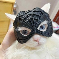 Size M Black And Red Stitching DIY 3D Printed Spider-Man Cat Mask - Mini Decorative Half-Face Mask for Pets thumbnail