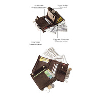 Black Genuine Leather Tri-Fold Wallet - Fashionable Multi-Card Men's and Women's Wallet thumbnail