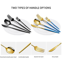 White And Gold Patchwork Colours 410 Stainless Steel 16-Piece Flatware Set - Elegant Dinnerware with Knife, Fork, Spoon for 4 People thumbnail