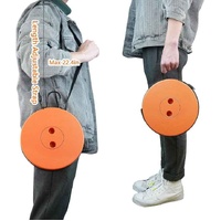 Black and Orange Splicing Color Portable Outdoor Telescopic Folding Stool with 100 Weight-Bearing Buckles, Lightweight and Compact Design, Perfect for thumbnail