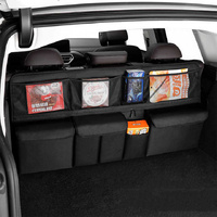 Grey Car Trunk Storage Bag - Large Capacity Oxford Cloth Multi-Purpose Hanging Organizer with Mesh Pockets and Backseat Storage thumbnail