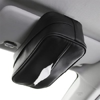 Black Multifunctional PU Leather Car Tissue Box Holder – Compact, Stylish, and Easy to Install with Headrest and Sun Visor Mounting Options thumbnail