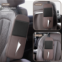 Black Multifunctional Car Seat Side Organizer with PU Leather Tissue Holder and Mesh Pocket – Compact Storage Bag for Phones and Accessories(Mobile ph thumbnail