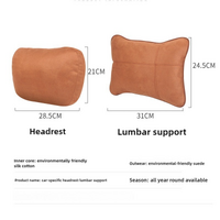 Black Luxury Eco-Friendly Suede Car Headrest and Lumbar Cushion Set - Ergonomic Support, All-Season Comfort, Adjustable Straps, and Durable Design for thumbnail