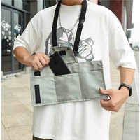 Grey Water-Resistant Nylon Crossbody Phone Bag – Compact Travel Wallet & Card Holder for Men and Women(Mobile phones and cards are shooting props, not thumbnail