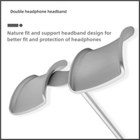 Silver Dual Headphone Stand - Creative Double Hook Aluminum Alloy Display Holder thumbnail