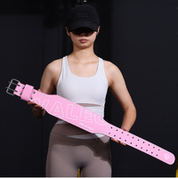Size L Pink Professional Weightlifting Belt with Sponge Padding for Deep Squat and Deadlift - Men and Women Fitness Support thumbnail