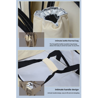 Grey-Brown Patchwork Multifunctional Foldable Baby Crib Mommy Bag | Large Capacity Diaper Bag | Portable Shoulder and Handheld Baby Essentials Bag thumbnail