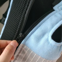Size L Blue-Gray Patchwork Pet Backpack Dog Carrier Cat Travel Bag - Breathable, Portable & Hands-Free Four-Leg Design thumbnail