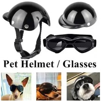 Size M Black Pet Helmet & Goggles Set - Adjustable Safety Gear for Dogs, UV Protection, Durable ABS Material, Stylish Outdoor Accessory thumbnail