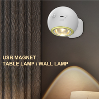 2 Pcs White Rechargeable Magnetic USB Table Lamp & Wall Light - 3000K/4000K/6000K Adjustable Brightness with Anti-Glare Design thumbnail
