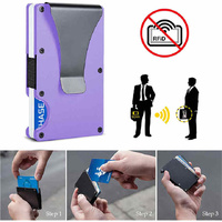 2 Pcs Dark Blue Aluminum Alloy RFID Blocking Wallet - Compact, Lightweight Credit Card Holder and Money Clip thumbnail