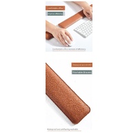 Brown And Grey (Keyboard Wrist Guard + Mouse Wrist Guard) Premium Dual-Sided PU Leather Keyboard Wrist Rest and Mouse Pad Set - Ergonomic Support for  thumbnail