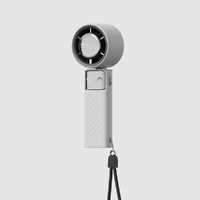 White Portable Turbo Handheld USB Rechargeable Fan with Digital Speed Display – High-Speed Cooling Fan for Outdoor Use thumbnail