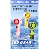 Yellow 100-Speed Mecha Handheld Fan | USB Rechargeable High-Speed Mini Fan | Powerful & Silent | Lightweight 150g with 6-8 Hour Battery Life thumbnail