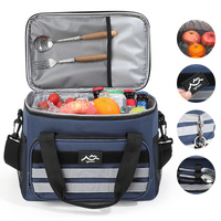 Dark Blue 18L Large Capacity Outdoor Insulated Cooler Bag - Portable Picnic Ice Pack with Shoulder Strap thumbnail