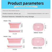 Blue Collapsible Silicone Bento Box Set - 4-Piece Food-Grade Microwave & Freezer Safe Lunch Box Set thumbnail