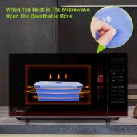 3-piece Set Blue Collapsible Silicone Food Storage Containers Set - 350ML, 500ML, 800ML | BPA-Free, Microwave, Dishwasher & Freezer Safe | Foldable &  thumbnail