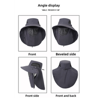 Grey Outdoor Sun Hat with Face & Neck Protection, Quick-Dry, Breathable UV Protection Cap for Men and Women - Adjustable, Dust & Insect Repellent Hiki thumbnail