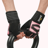 Size XL Black And Pink Breathable Anti-Slip Gym Gloves for Workout and Weightlifting - Durable, Adjustable Fitness Gloves for Men and Women thumbnail