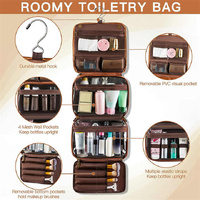Coffee Luxury PU Business Travel Toiletry Bag - Large Capacity Waterproof Makeup Organizer with Dividers - Portable & Stylish Bathroom Storage thumbnail