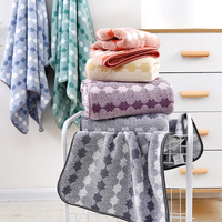 Blue Premium Coral Fleece Towel Set – 1 Bath Towel (88x170cm) + 3 Hand Towels (35x35cm) – Soft, Absorbent, and Quick-Drying thumbnail