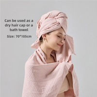 2 Pcs Pink Super Absorbent Waffle Weave Hair Towel, Multi-Functional Quick Drying Turban for Women, Soft & Fast Drying Head Wrap thumbnail