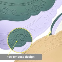 2 Pcs Grey Oval Embossed Floral Edged Silicone Placemats, Non-Slip, Heat-Resistant, Easy-to-Clean Dining Table Mats, Korean and European Style thumbnail