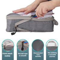 4-piece Set Off White Compression Travel Storage Bags Set, Mesh Travel Organizers for Luggage, Foldable and Space-Saving Packing Cubes thumbnail