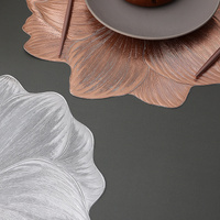 Rose Gold PVC Gold Foil Bottom Heat-Resistant Table Mats, Set of 8, Non-Slip, Waterproof Dining Placemats for Western Cuisine thumbnail