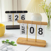 Wood Color Modern Minimalist Wooden Flip Calendar – Stylish Desktop Calendar for Home, Office, and Study Room thumbnail