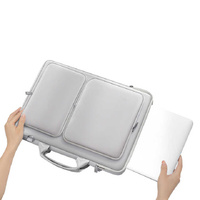 Grey 15.6-Inch Shockproof Laptop Bag with Compartments – Slim Design, Travel-Ready thumbnail