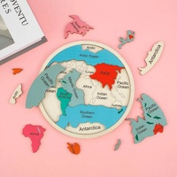 Colorful Wooden World Map Puzzle – 7 Continents Educational Geography Toy for Kids thumbnail